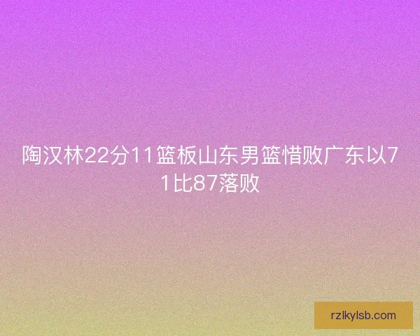 陶汉林22分11篮板山东男篮惜败广东以71比87落败